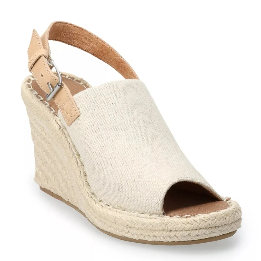TOMS Monica Women's Wedge Sandals Natural Oxford Size Women's 10